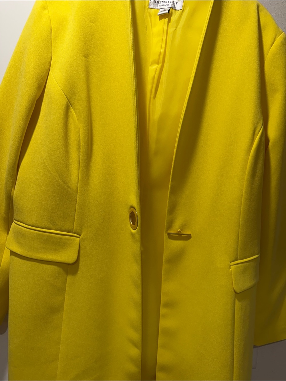 Women's Yellow Open-Front Blazer Jacket and pants by Kasper - Picture 10 of 11